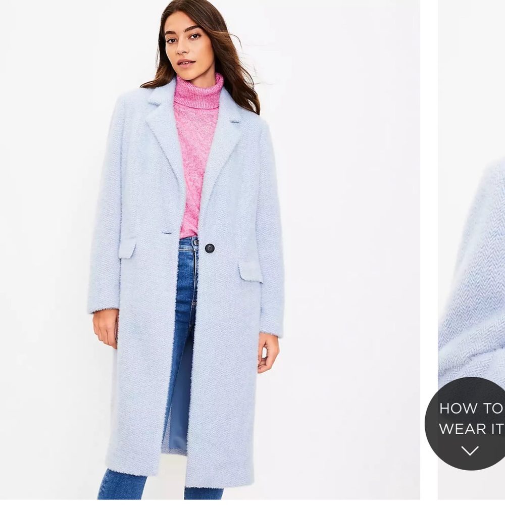 The Loft “Cozy Herringbone Coat”.